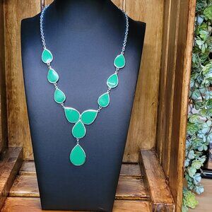 Charming Charlies Two Sided Green and Blue Necklace